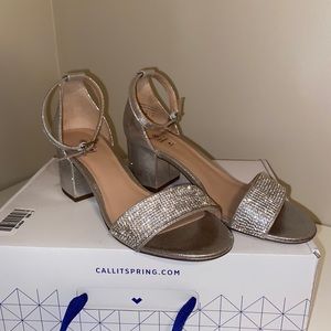 Call it Spring silver kitten heels